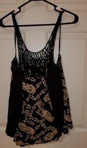 Free People Crochet Black and Cream Tank - L
